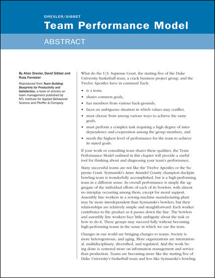 Team Performance Model Abstract — Paper