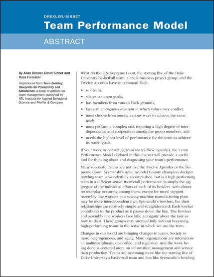 Team Performance Model Abstract
